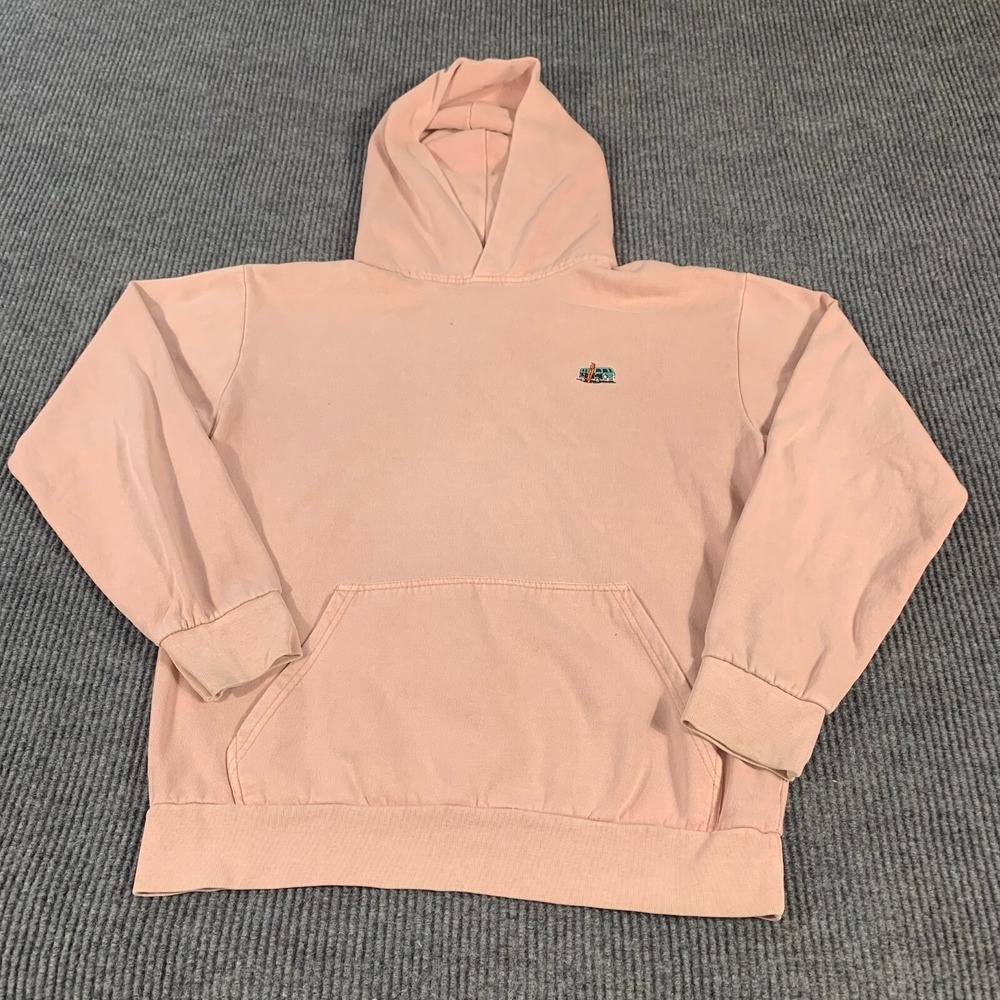 Lane 7 Hoodie Men's Medium Pink Pullover Sweatshirt Surfing Embroidered Heavy